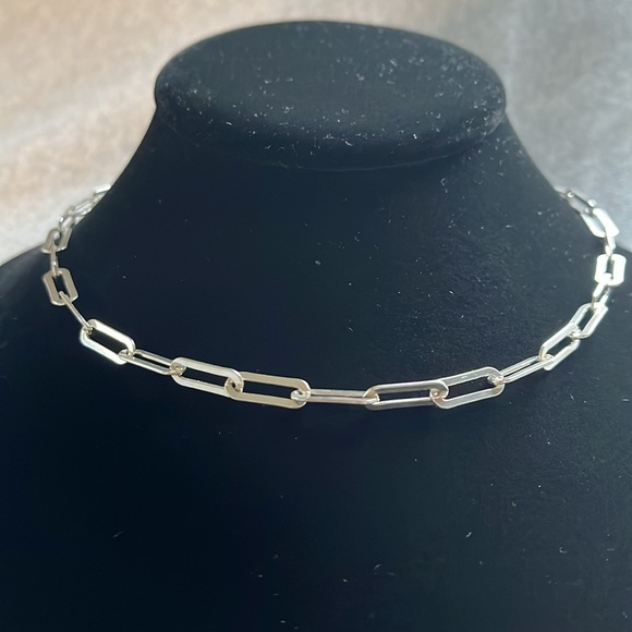 Paolo Romeo Made in Italy Sterling Silver paper clip necklace, 15-16 inches - Picture 14 of 16